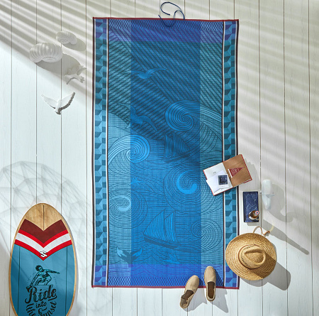 Drap de plage Baignade à Socoa Récif 100×200 cm Le Jacquard Français