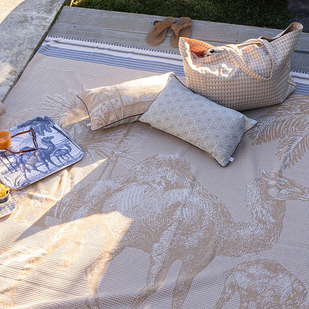 Drap de plage Dune Argan 200×200 cm Le Jacquard Français