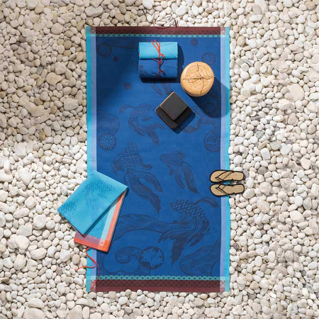 Drap de plage océa­nique abysse 100×200 cm Le Jacquard Français