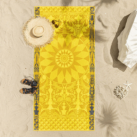 Drap de plage Soleil Jaune 100×200 cm Le Jacquard Français