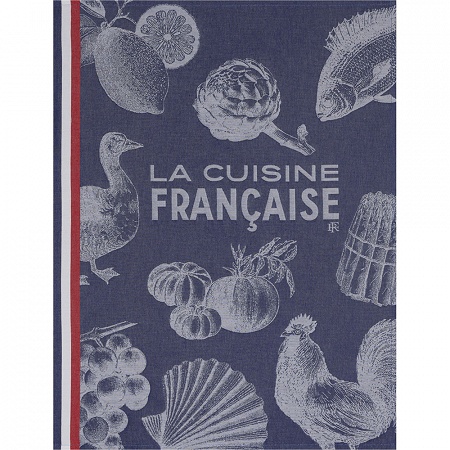 Torchon Gastro­no­mie Bleu 60×80 cm Le Jacquard Français