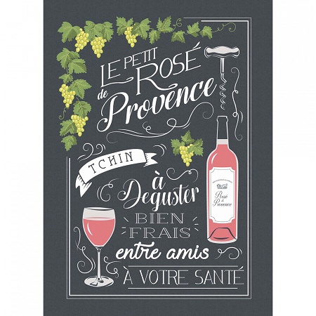 3 Torchons rosé de Provence noir 50×75 cm L’En­so­leillade