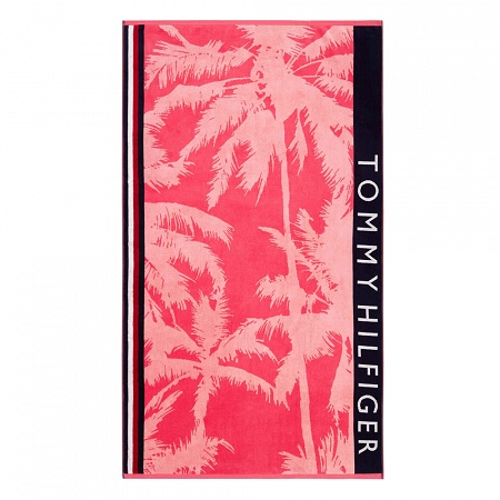 Drap de plage Shaded Palm lazer pink 90×160 cm Tommy Hilfi­ger