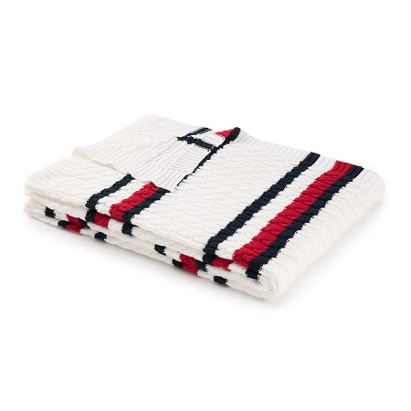 Plaid Strip­ped Knit Off White 130×170 cm Tommy Hilfi­ger